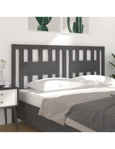 Testiera per Letto Grigia 141x4x100cm in Legno Massello di Pino