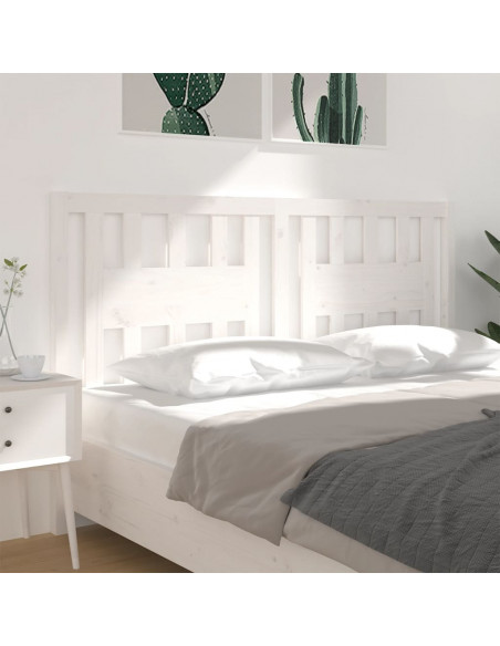 Testiera per Letto Bianca 166x4x100cm in Legno Massello di Pino