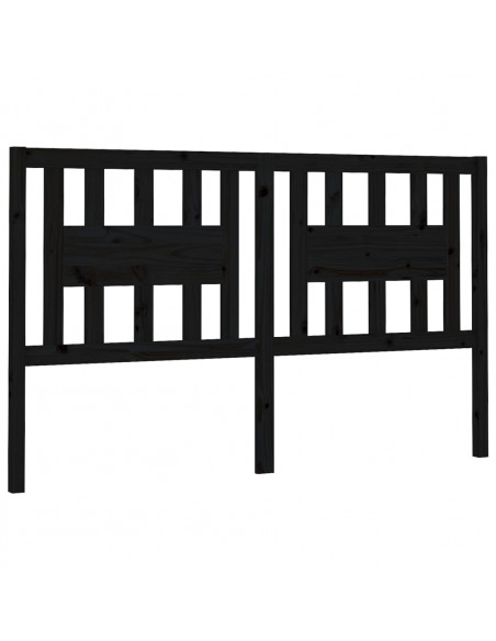 Testiera per Letto Nera 166x4x100 cm in Legno Massello di Pino