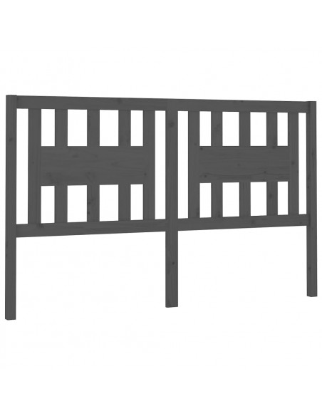Testiera per Letto Grigia 186x4x100cm in Legno Massello di Pino