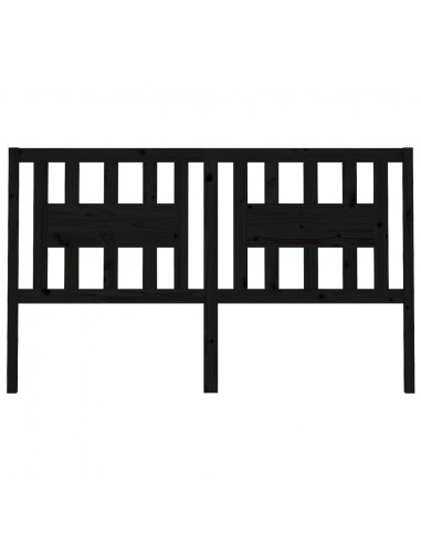 Testiera per Letto Nera 206x4x100 cm in Legno Massello di Pino