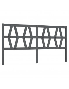 Testiera per Letto Grigia 206x4x100cm in Legno Massello di Pino 2