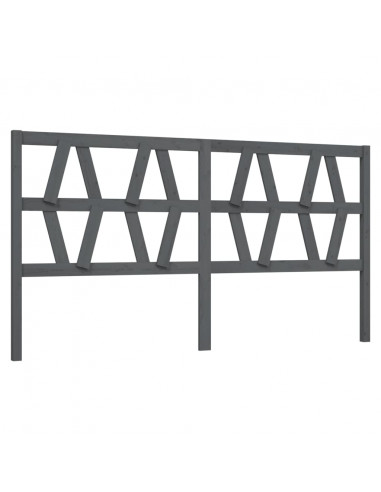 Testiera per Letto Grigia 206x4x100cm in Legno Massello di Pino