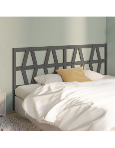 Testiera per Letto Grigia 206x4x100cm in Legno Massello di Pino