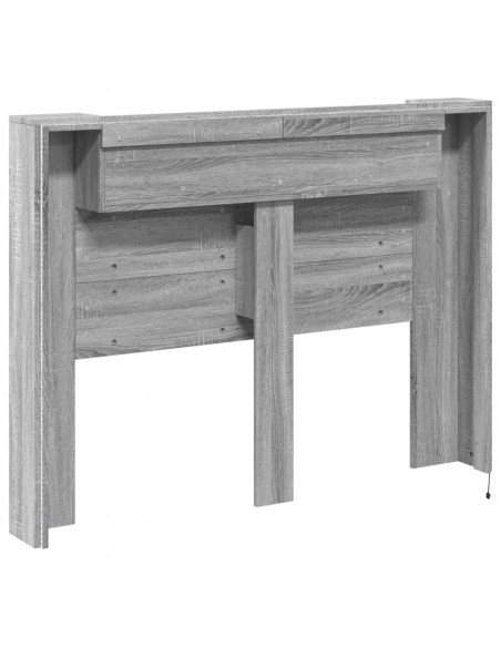Testiera con Contenitore a LED Grigio Sonoma 140x16,5x103,5 cm