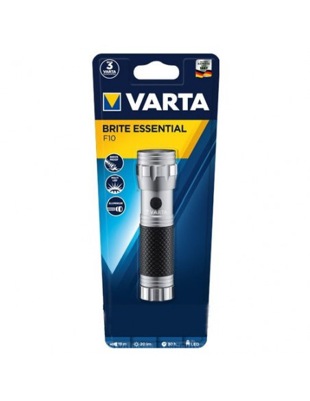 Torcia elettrica Varta 015608201401 Brite Essential F10 Argento e Nero
