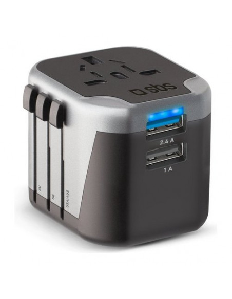 Adattatore da viaggio Sbs TEADAPT2USBUNI Universal Black Black