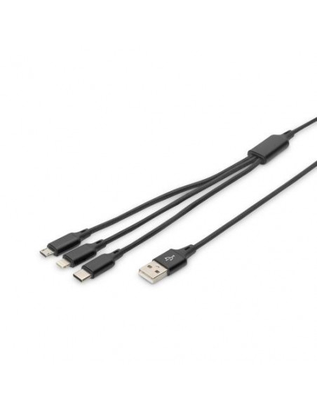ADATTATORE DIGITUS CAVO DI RICARICA 3 IN 1, USB A, LIGHNING+MICRO USB+USB-C