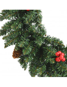 Alberi di Natale Artificiali 2 pz con Corona, Ghirlanda e LED