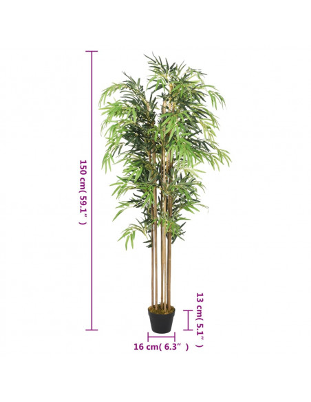 Albero Bambù Artificiale 1095 Foglie 150 cm Verde