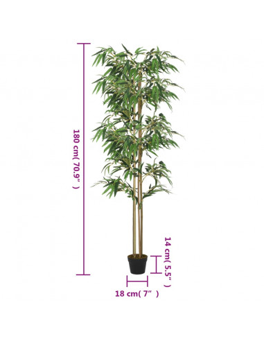 Albero Bambù Artificiale 1216 Foglie 180 cm Verde