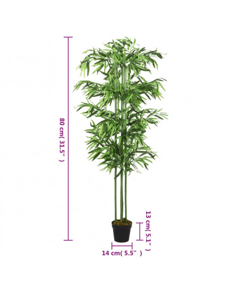 Albero Bambù Artificiale 240 Foglie 80 cm Verde