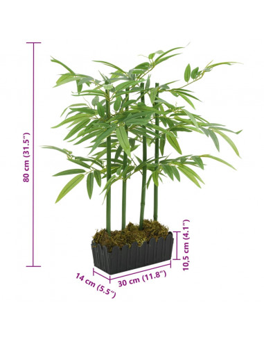 Albero Bambù Artificiale 240 Foglie 80 cm Verde