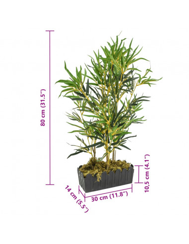 Albero Bambù Artificiale 368 Foglie 80 cm Verde