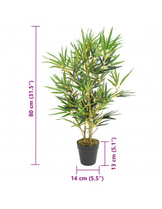 Albero Bambù Artificiale 368 Foglie 80 cm Verde