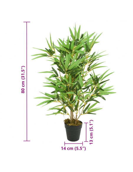 Albero Bambù Artificiale 368 Foglie 80 cm Verde