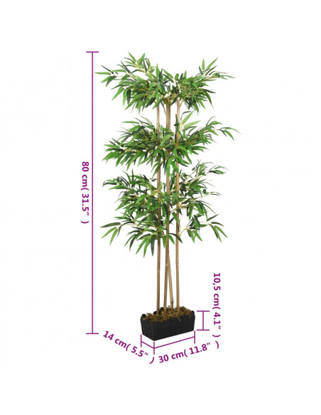 Albero Bambù Artificiale 380 Foglie 80 cm Verde