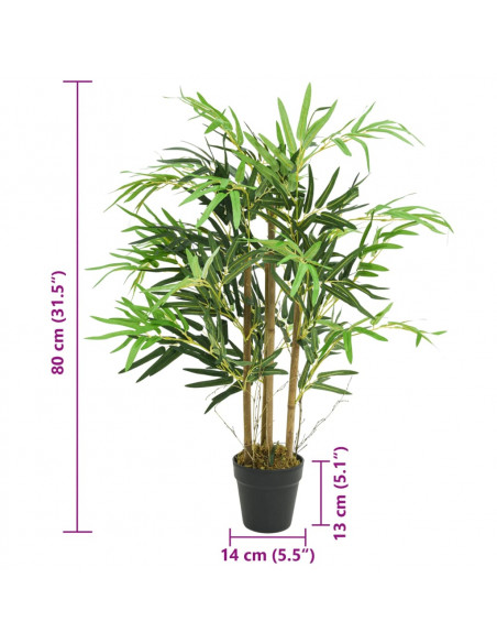 Albero Bambù Artificiale 500 Foglie 80 cm Verde