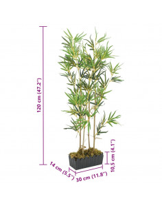 Albero Bambù Artificiale 552 Foglie 120 cm Verde
