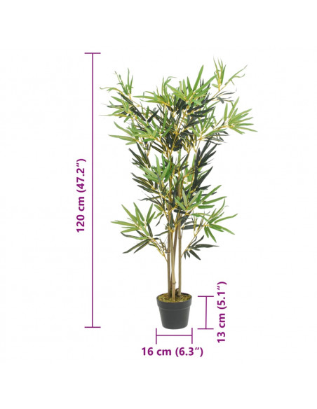 Albero Bambù Artificiale 552 Foglie 120 cm Verde