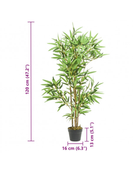 Albero Bambù Artificiale 552 Foglie 120 cm Verde