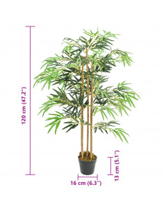 Albero Bambù Artificiale 730 Foglie 120 cm Verde