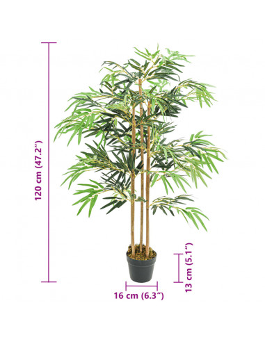 Albero Bambù Artificiale 730 Foglie 120 cm Verde