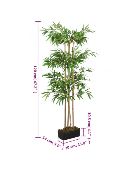 Albero Bambù Artificiale 760 Foglie 120 cm Verde
