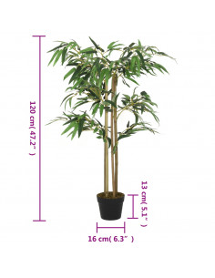 Albero Bambù Artificiale 760 Foglie 120 cm Verde