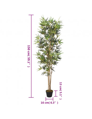 Albero Bambù Artificiale 828 Foglie 150 cm Verde