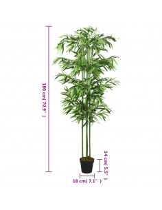 Albero Bambù Artificiale 864 Foglie 180 cm Verde