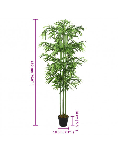 Albero Bambù Artificiale 864 Foglie 180 cm Verde