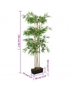 Albero Bambù Artificiale 988 Foglie 150 cm Verde