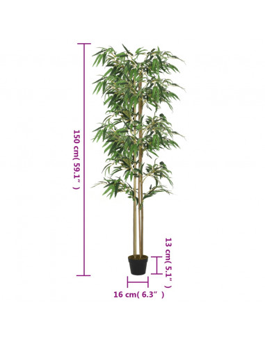 Albero Bambù Artificiale 988 Foglie 150 cm Verde