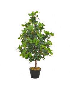 Albero di Alloro Artificiale con Vaso Verde 90 cm