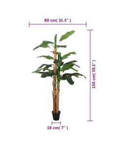 Albero di Banano Artificiale 18 Foglie 150 cm Verde