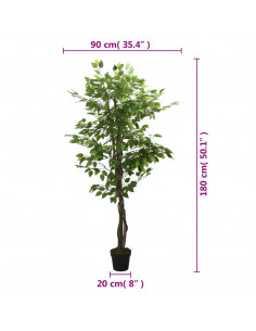 Albero di Ficus Artificiale 1008 Foglie 180 cm Verde