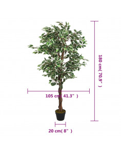 Albero di Ficus Artificiale 1008 Foglie 180 cm Verde