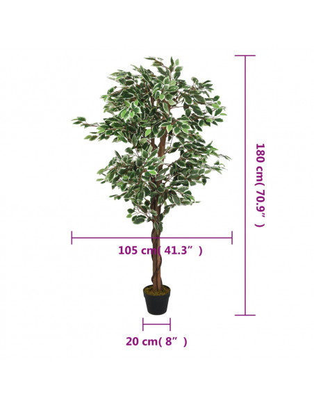Albero di Ficus Artificiale 1008 Foglie 180 cm Verde