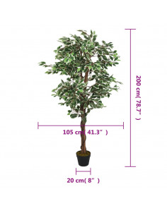 Albero di Ficus Artificiale 1260 Foglie 200 cm Verde