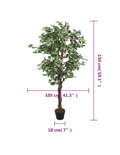Albero di Ficus Artificiale 756 Foglie 150 cm Verde