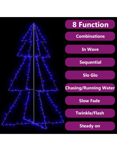 Albero di Natale a Cono 200 LED per Interni Esterni 98x150 cm