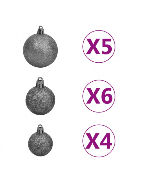 Albero di Natale a Metà Preilluminato con Palline Verde 210 cm