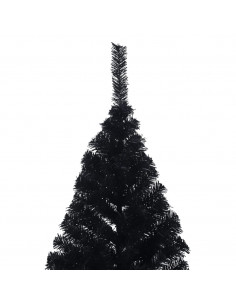 Albero di Natale Artificiale a Metà con Base Nero 210 cm PVC