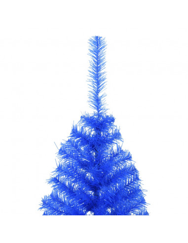 Albero di Natale Artificiale a Metà con Supporto Blu 120 cm PVC