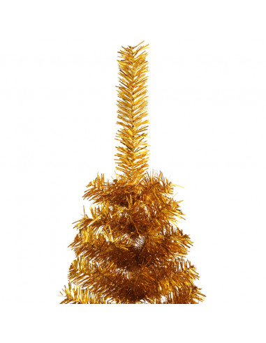 Albero di Natale Artificiale a Metà con Supporto Oro 180 cm PET