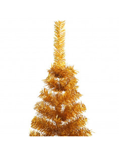 Albero di Natale Artificiale a Metà con Supporto Oro 210 cm PET
