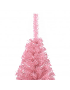 Albero di Natale Artificiale a Metà con Supporto Rosa 120cm PVC