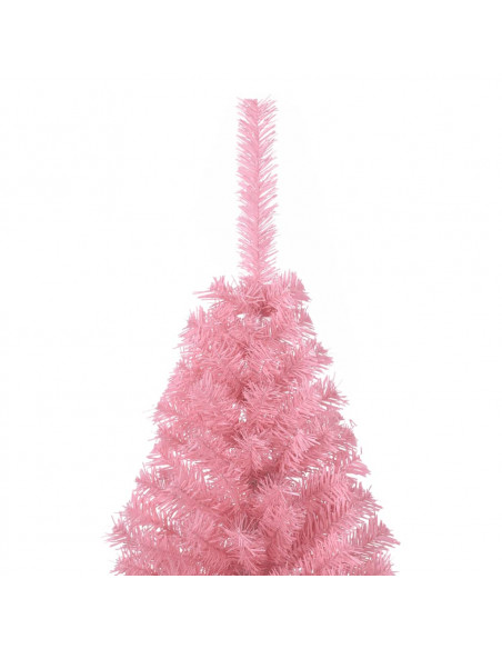Albero di Natale Artificiale a Metà con Supporto Rosa 120cm PVC