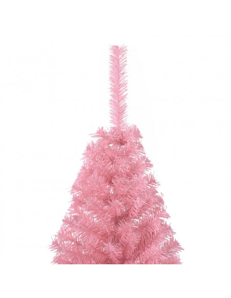 Albero di Natale Artificiale a Metà con Supporto Rosa 150cm PVC